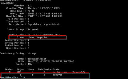 mdadm Raid degraded